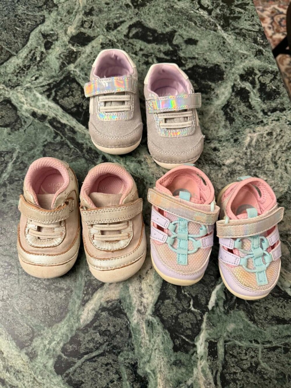Stride Rite Baby Girl Shoe Bundle | Size US 3M & 3.5M | Sneakers + Sandals
